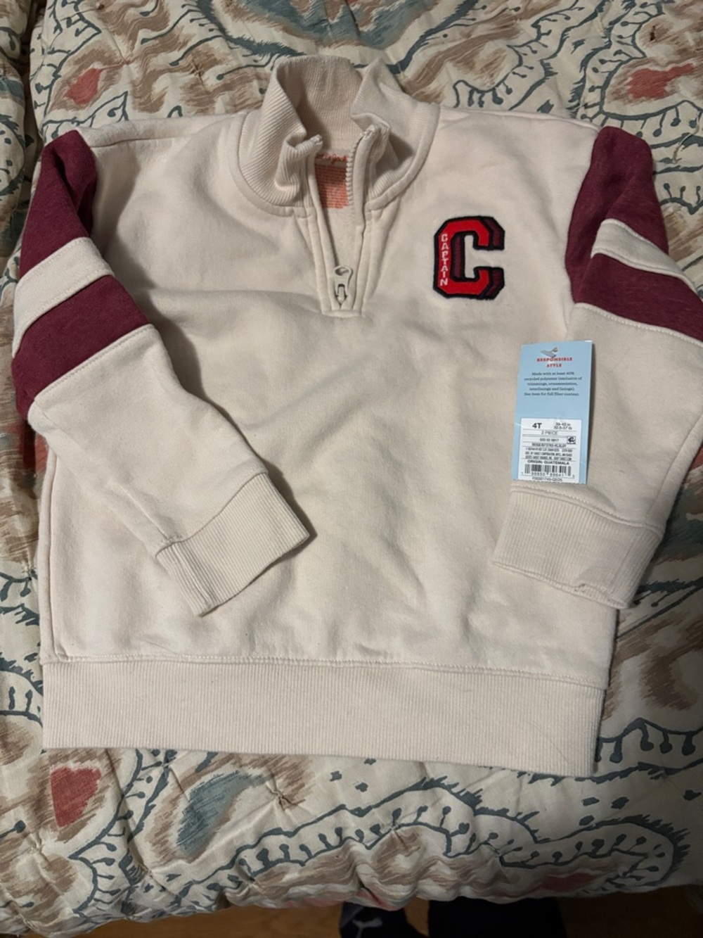 Cat & Jack Cream Quarter-Zip Sweatshirt